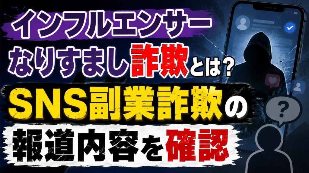 インフルエンサーなりすまし詐欺とは？SNS副業詐欺の報道内容を確認の記事のアイキャッチ画像